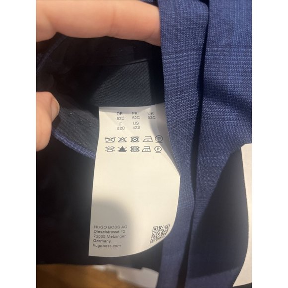 BOSS Huge Genius Wool Blue Tonal Slim Fit Suit Drago Super 160 42S US 52C IT - Picture 7 of 9